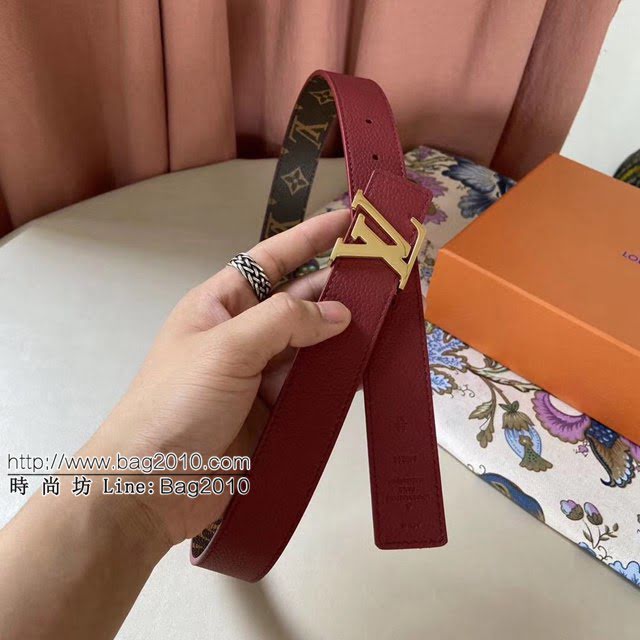 LV新款女士皮帶 路易威登Initiales雙面小牛皮腰帶  jjp1229